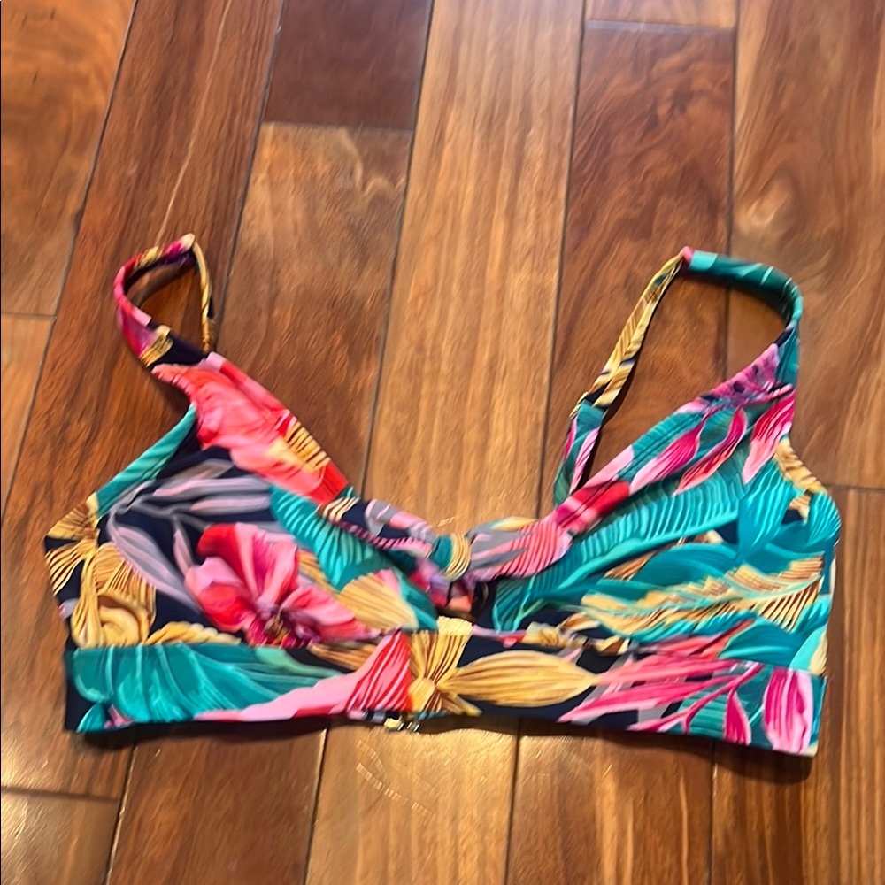 Kona Sol Red and Pink Bikini Top with Adjustable Straps